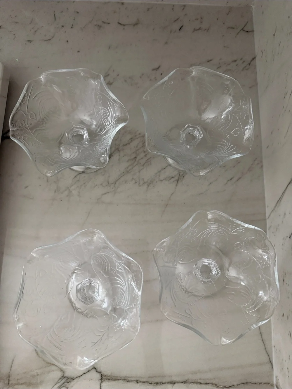 Set of 4 Clear Glass Pedestal Dessert Cups